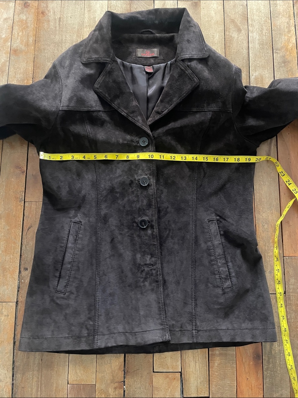 Vintage 90s Chocolate brown suede leather jacket- S/M - Picture 11 of 13